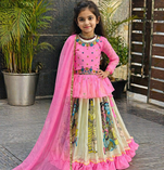 New Kediya Style Georgette Embroidery Work Pink Readymade Lehenga Choli