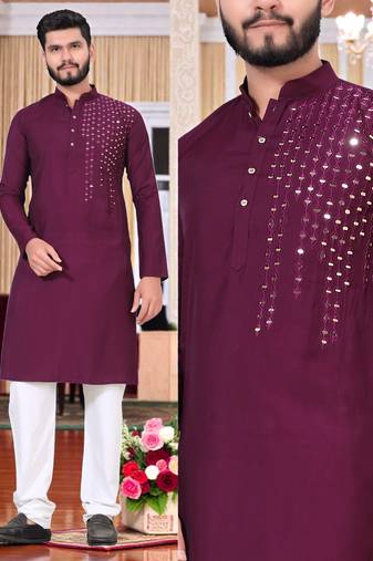 men’s festive special traditional cotton kurta with regular fit