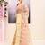 Women's baige embellished cotton blend printed saree