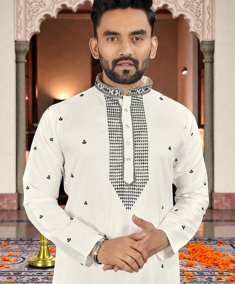 men’s festive special traditional cotton kurta with regular fit
