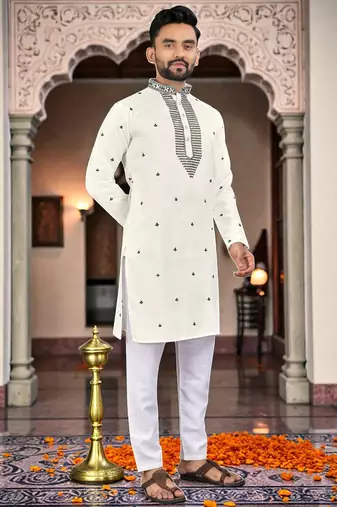 men’s festive special traditional cotton kurta with regular fit
