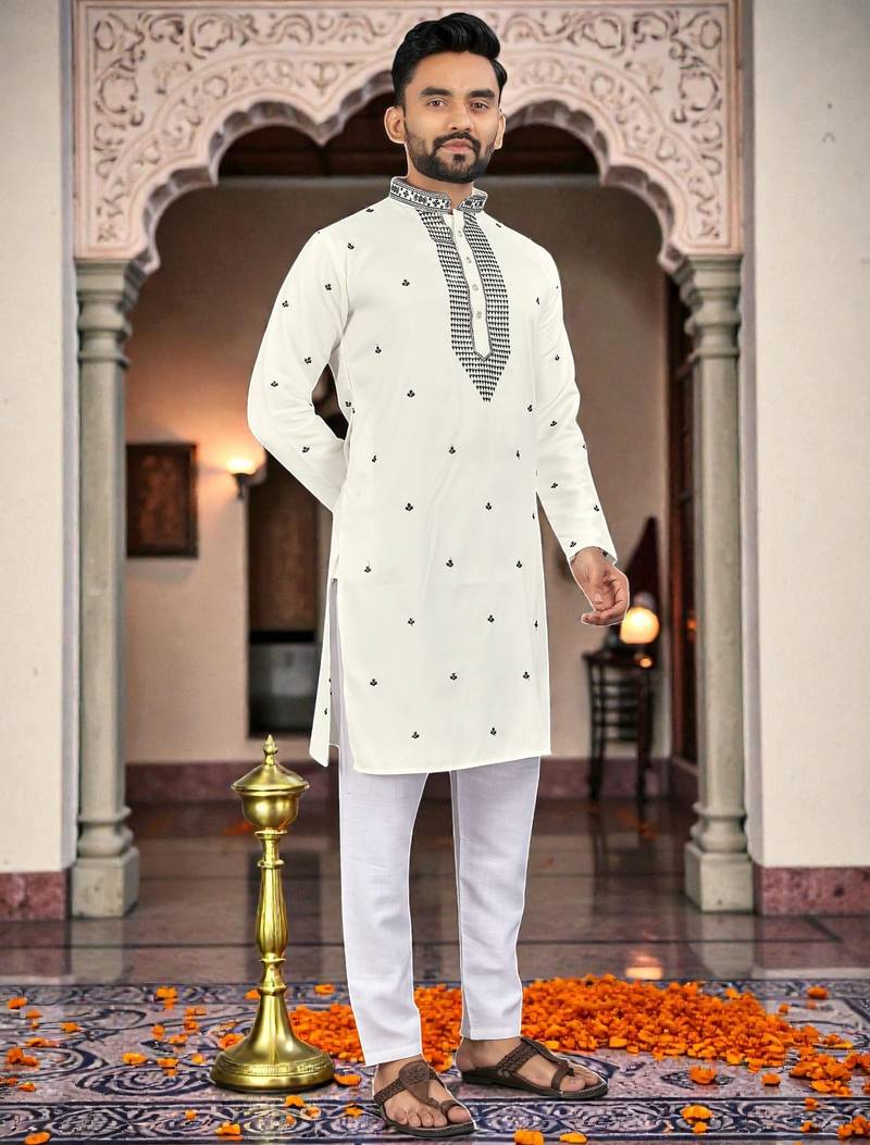 men’s festive special traditional cotton kurta with regular fit