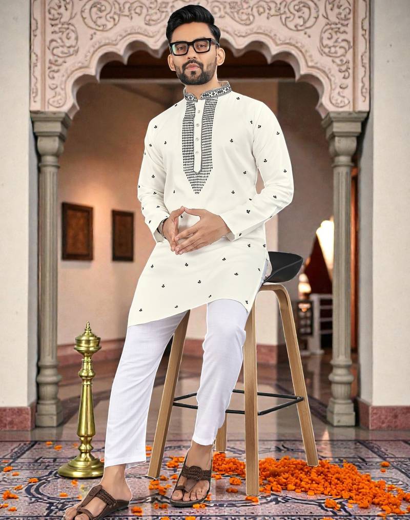 men’s festive special traditional cotton kurta with regular fit