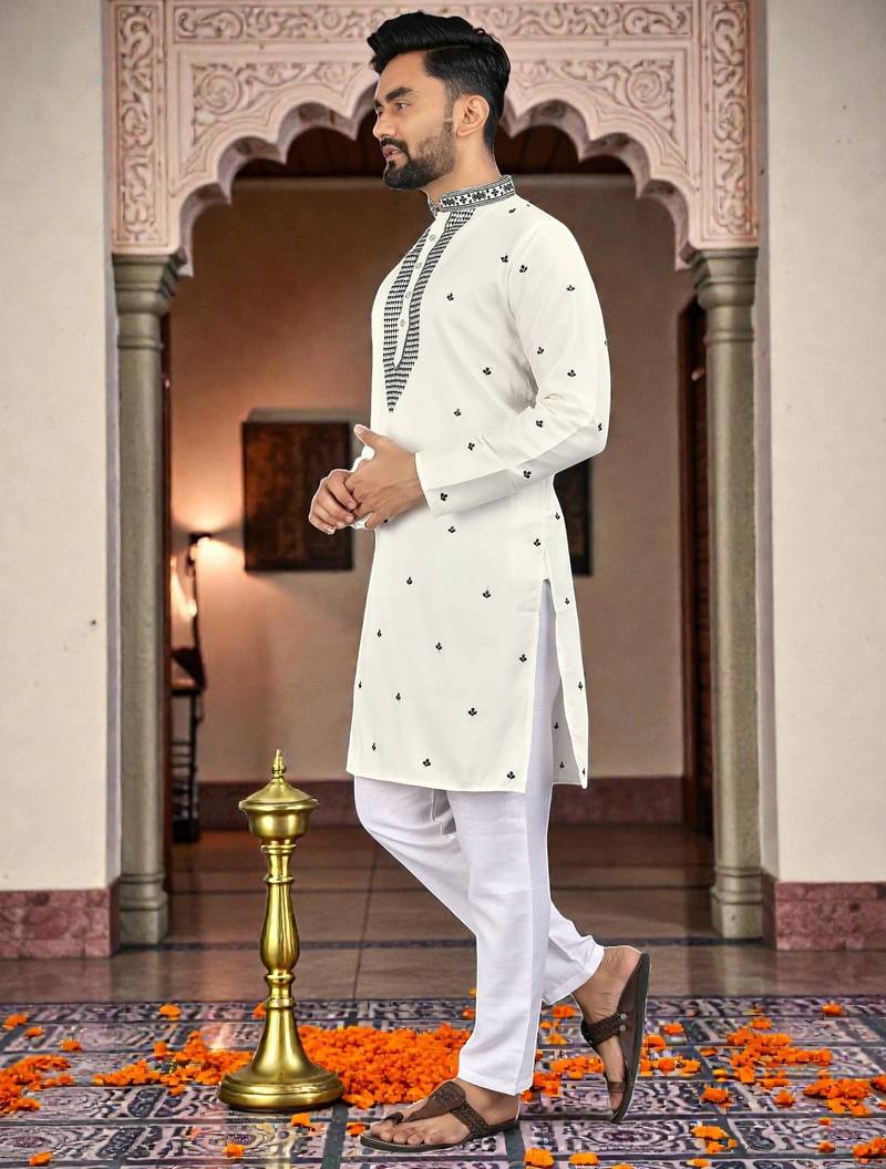 men’s festive special traditional cotton kurta with regular fit