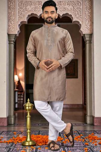 men’s festive special traditional cotton kurta with regular fit