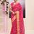 Women's pink embellished cotton blend printed saree