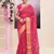 Women's pink embellished cotton blend printed saree