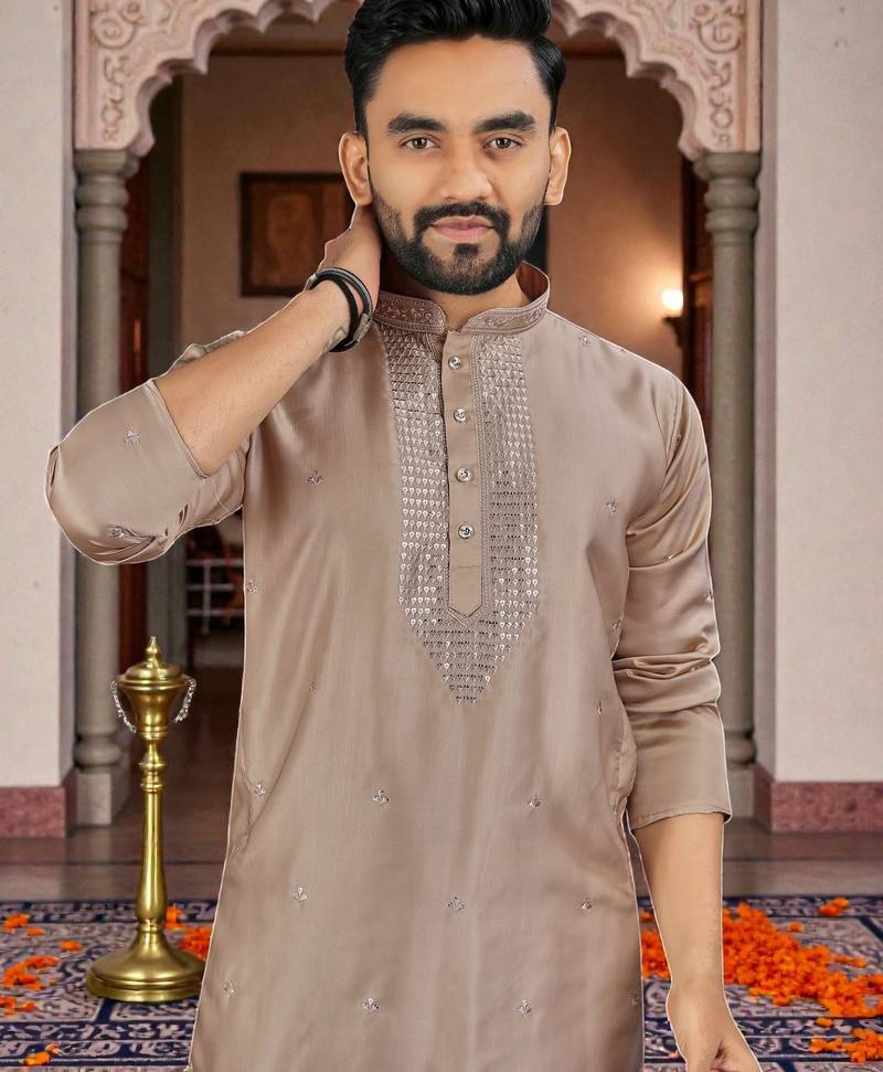 men’s festive special traditional cotton kurta with regular fit