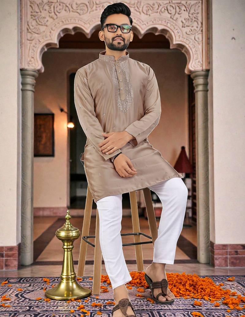 men’s festive special traditional cotton kurta with regular fit