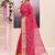 Women's pink embellished cotton blend printed saree