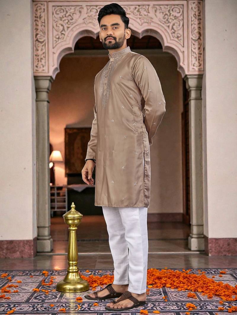 men’s festive special traditional cotton kurta with regular fit