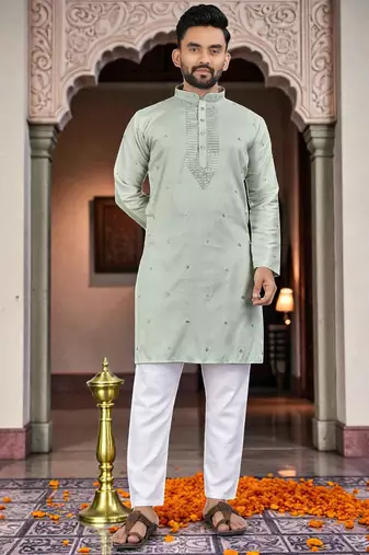 men’s festive special traditional cotton kurta with regular fit