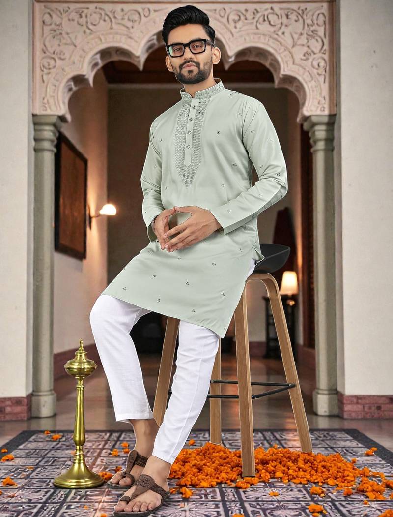 men’s festive special traditional cotton kurta with regular fit