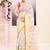 Women's white embellished cotton blend printed saree