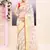 Women's white embellished cotton blend printed saree