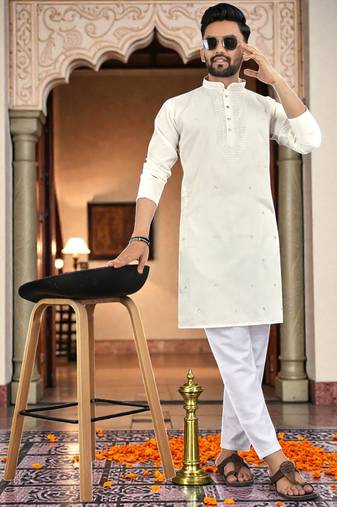 men’s festive special traditional cotton kurta with regular fit