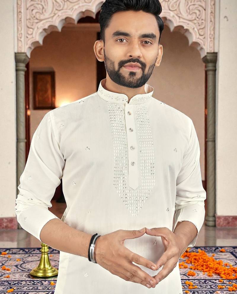 men’s festive special traditional cotton kurta with regular fit