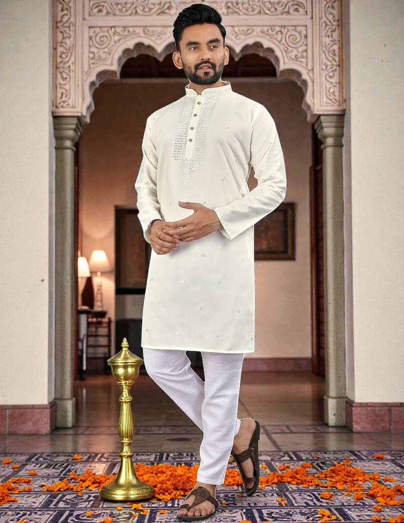 men’s festive special traditional cotton kurta with regular fit