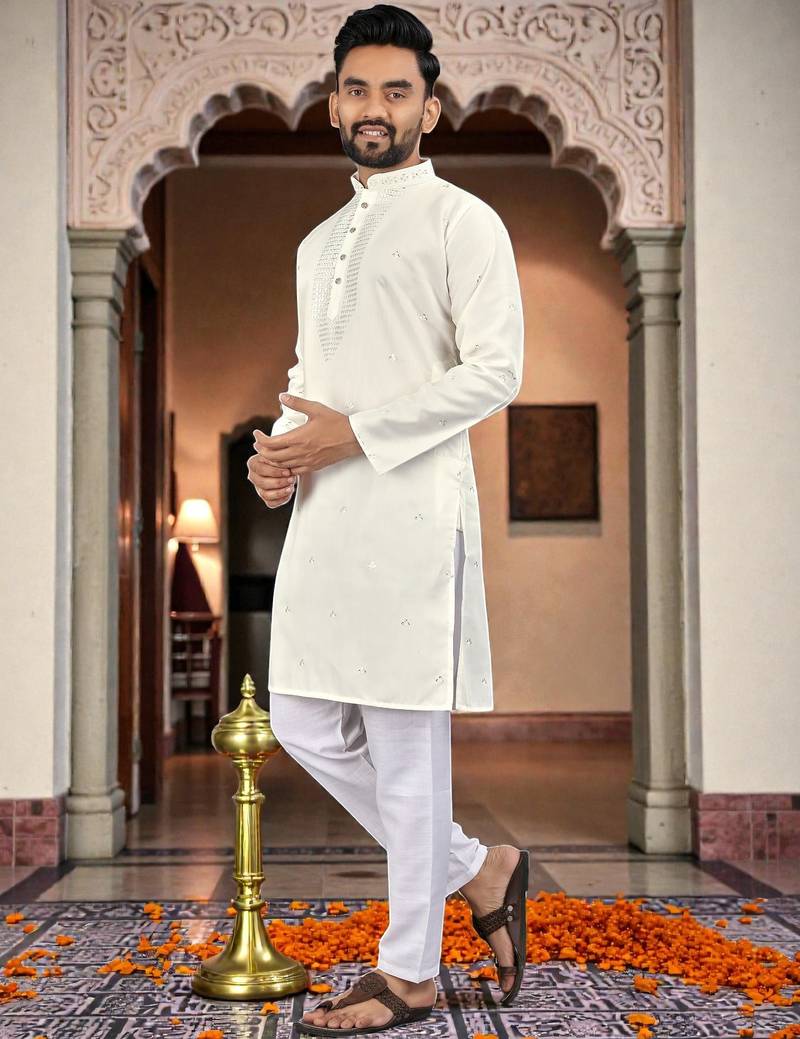 men’s festive special traditional cotton kurta with regular fit