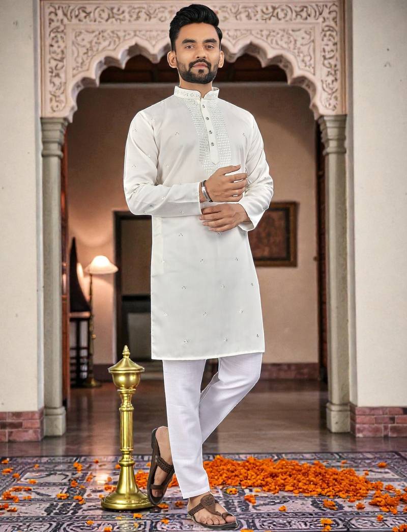 men’s festive special traditional cotton kurta with regular fit