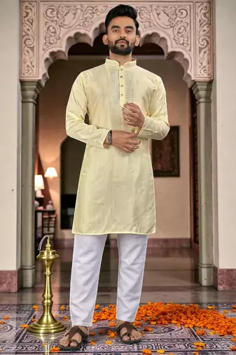 men’s festive special traditional cotton kurta with regular fit
