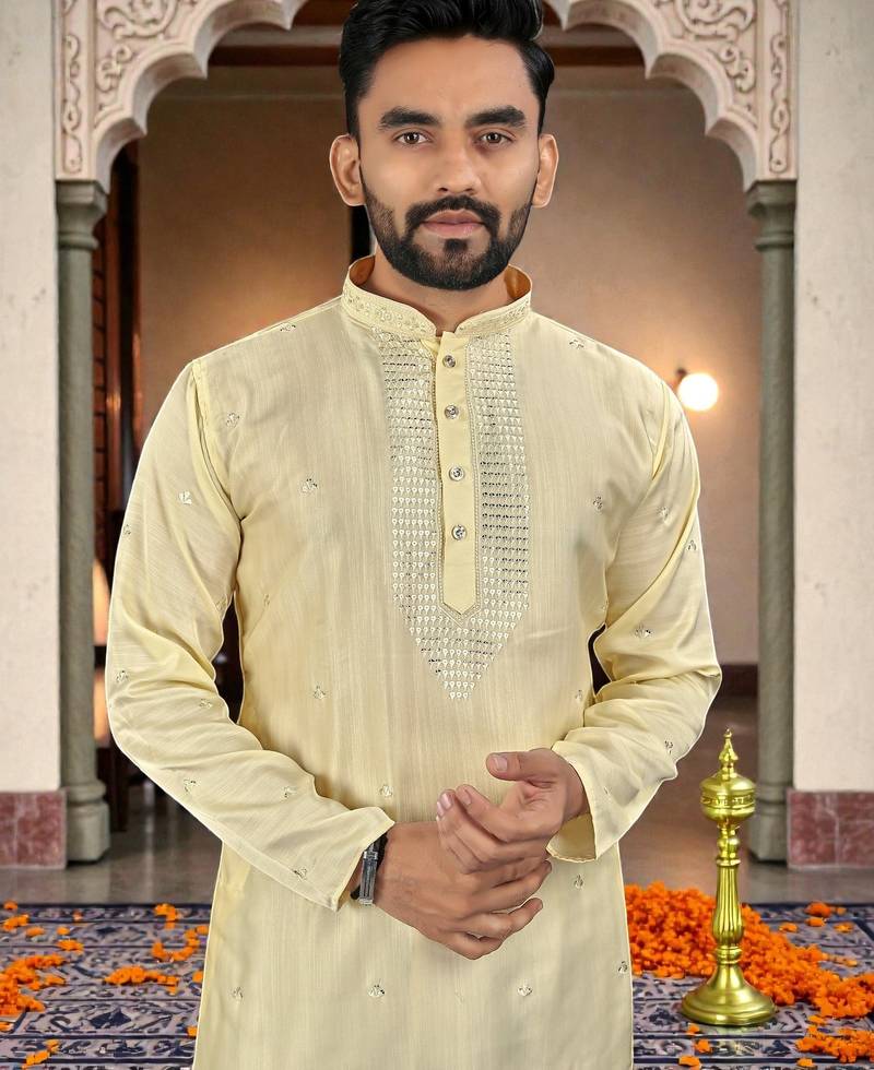 men’s festive special traditional cotton kurta with regular fit