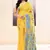 Women's yellow embellished cotton blend jamdani saree