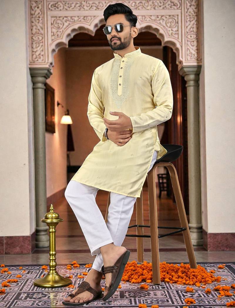 men’s festive special traditional cotton kurta with regular fit