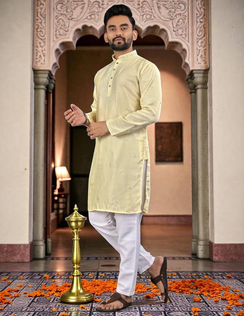 men’s festive special traditional cotton kurta with regular fit