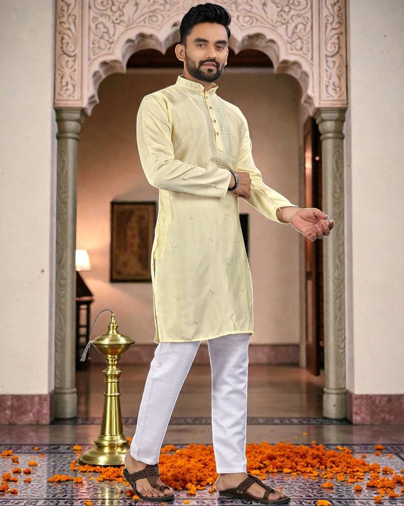 men’s festive special traditional cotton kurta with regular fit