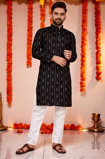men’s festive special traditional cotton kurta with regular fit