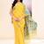 Women's yellow embellished cotton blend jamdani saree