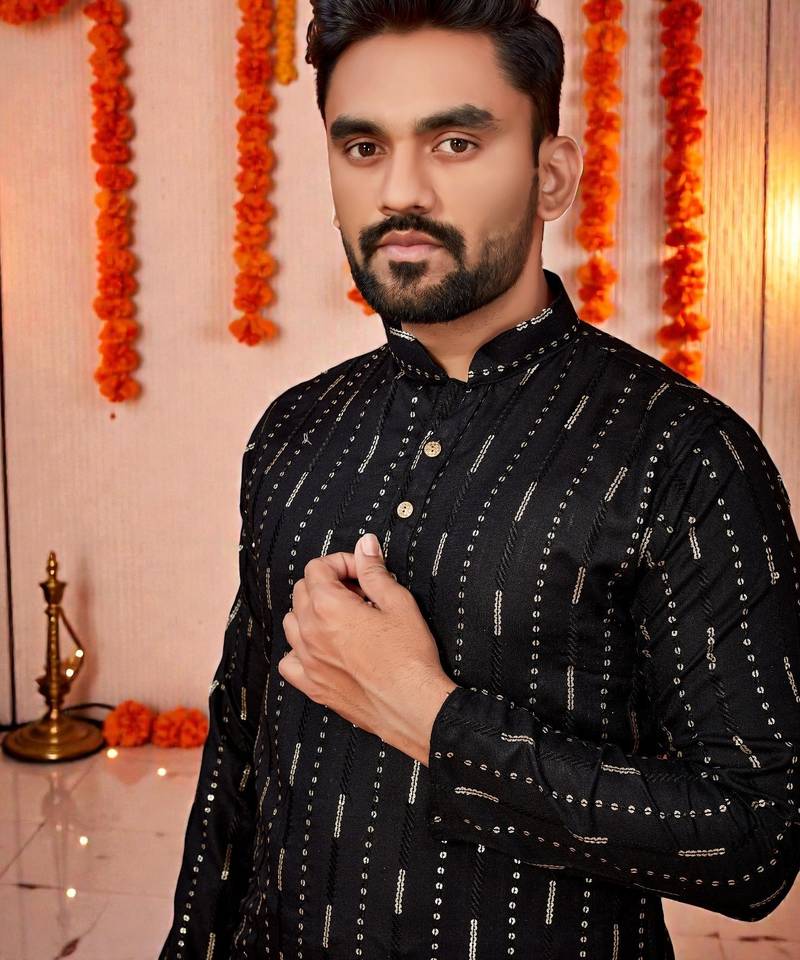 men’s festive special traditional cotton kurta with regular fit
