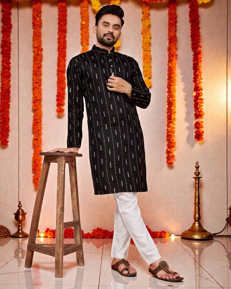 men’s festive special traditional cotton kurta with regular fit