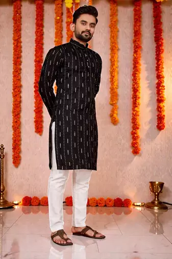 men’s festive special traditional cotton kurta with regular fit