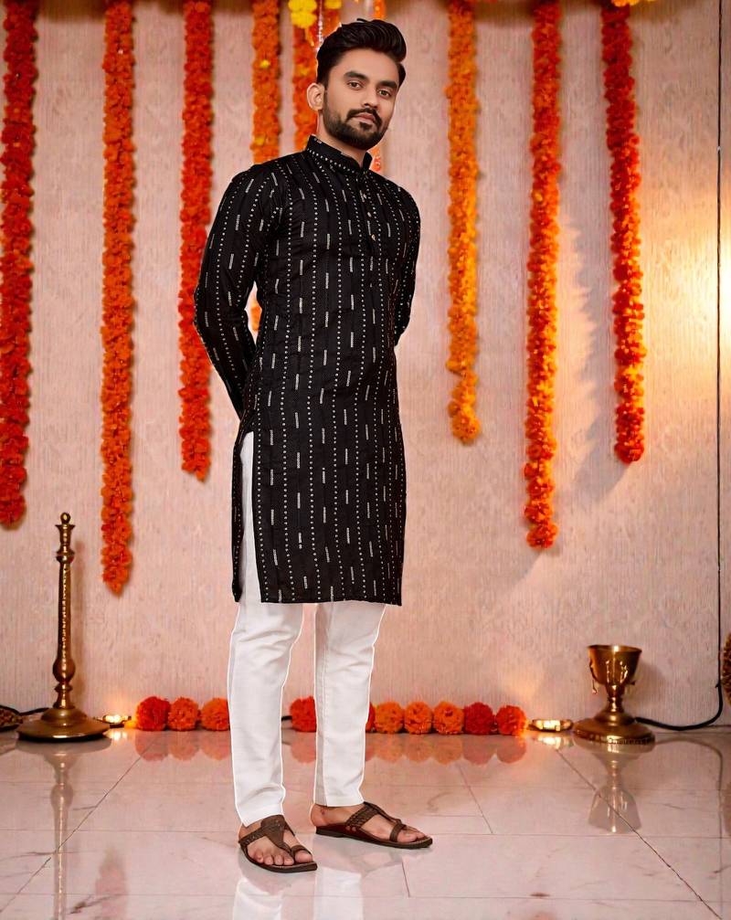 men’s festive special traditional cotton kurta with regular fit