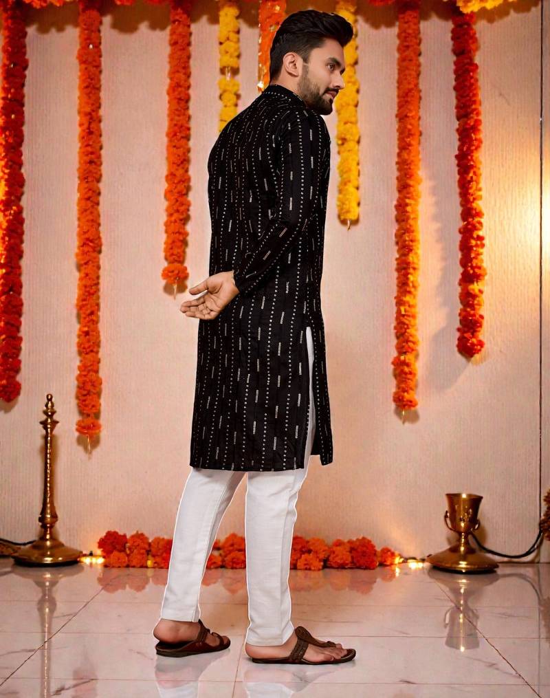 men’s festive special traditional cotton kurta with regular fit