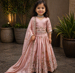Trendy Heavy Pure Creap Embroidery Work Peach Readymade Lehenga Choli