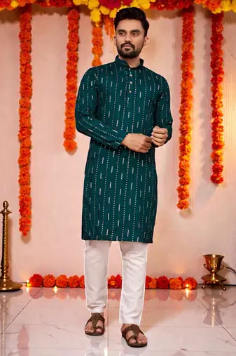 men’s festive special traditional cotton kurta with regular fit