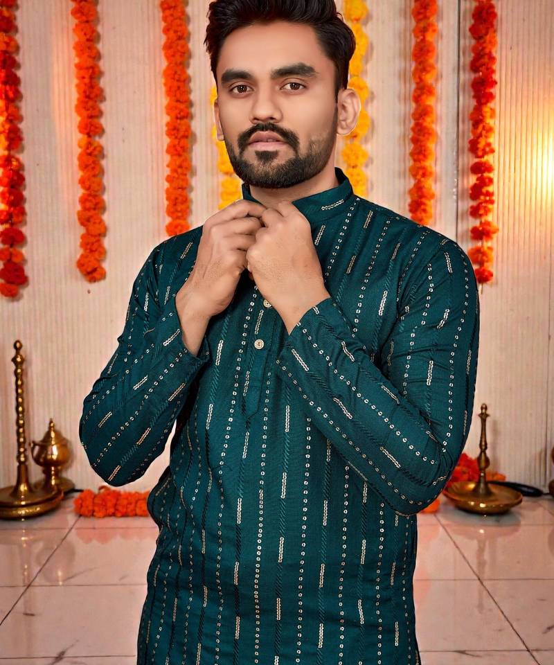 men’s festive special traditional cotton kurta with regular fit
