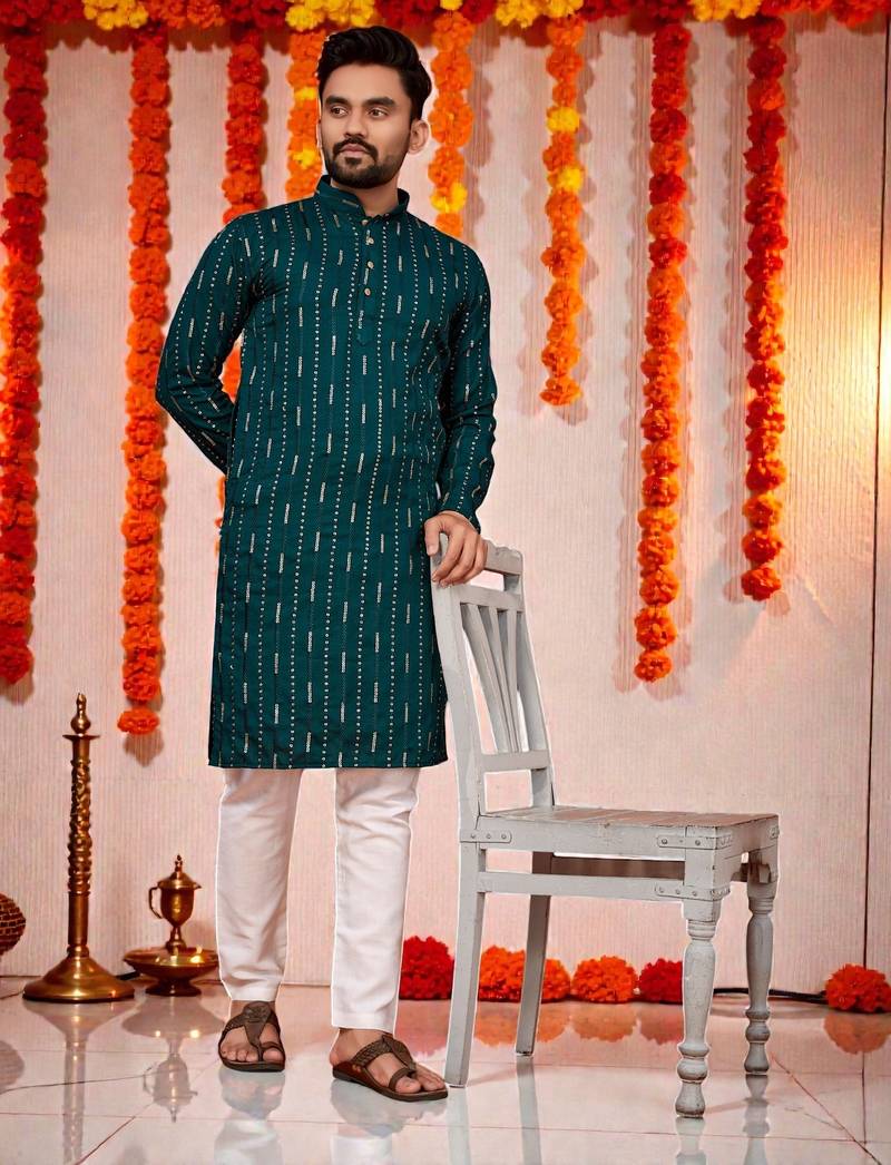 men’s festive special traditional cotton kurta with regular fit