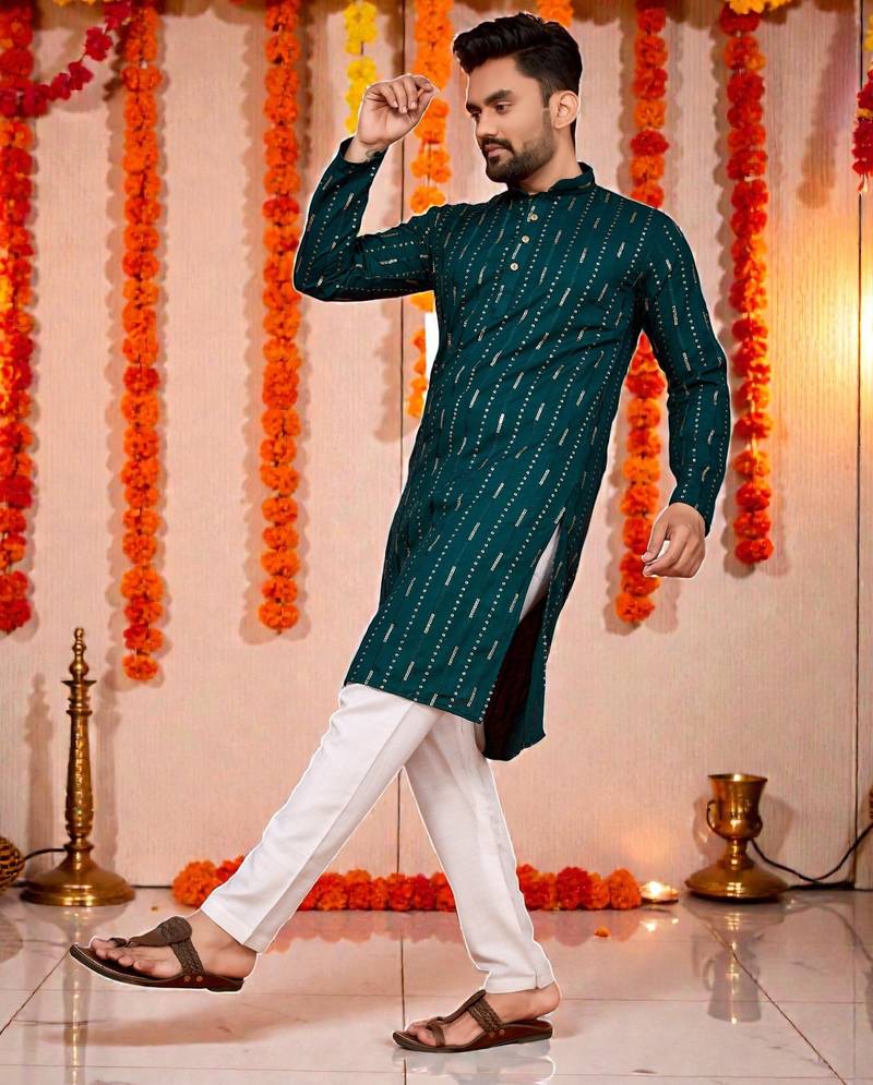 men’s festive special traditional cotton kurta with regular fit