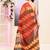 Women's red embellished cotton blend jamdani saree