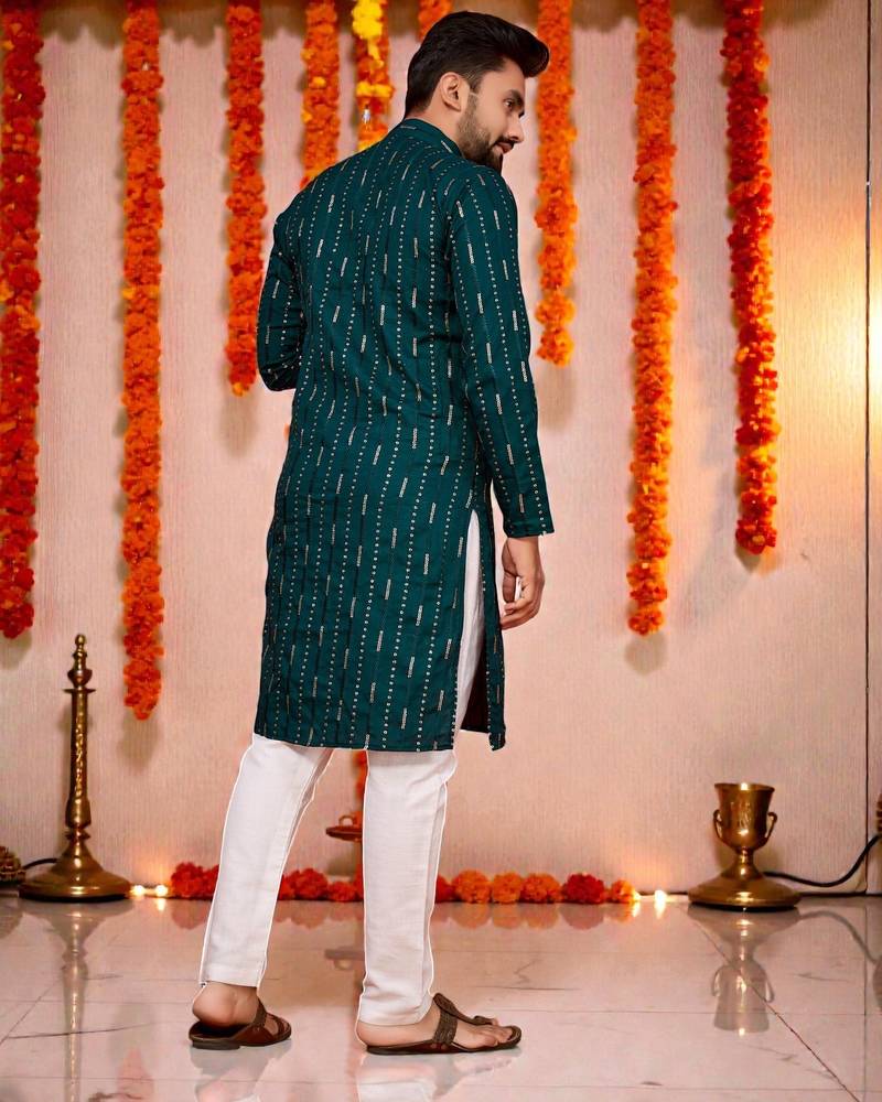 men’s festive special traditional cotton kurta with regular fit