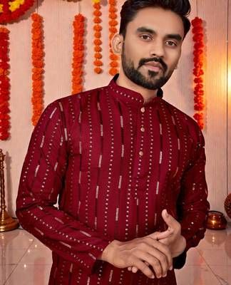men   s festive special traditional cotton kurta with regular fit 2