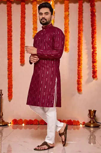men   s festive special traditional cotton kurta with regular fit