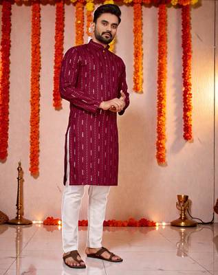 men   s festive special traditional cotton kurta with regular fit 4