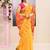 Women's yellow embellished cotton blend jamdani saree