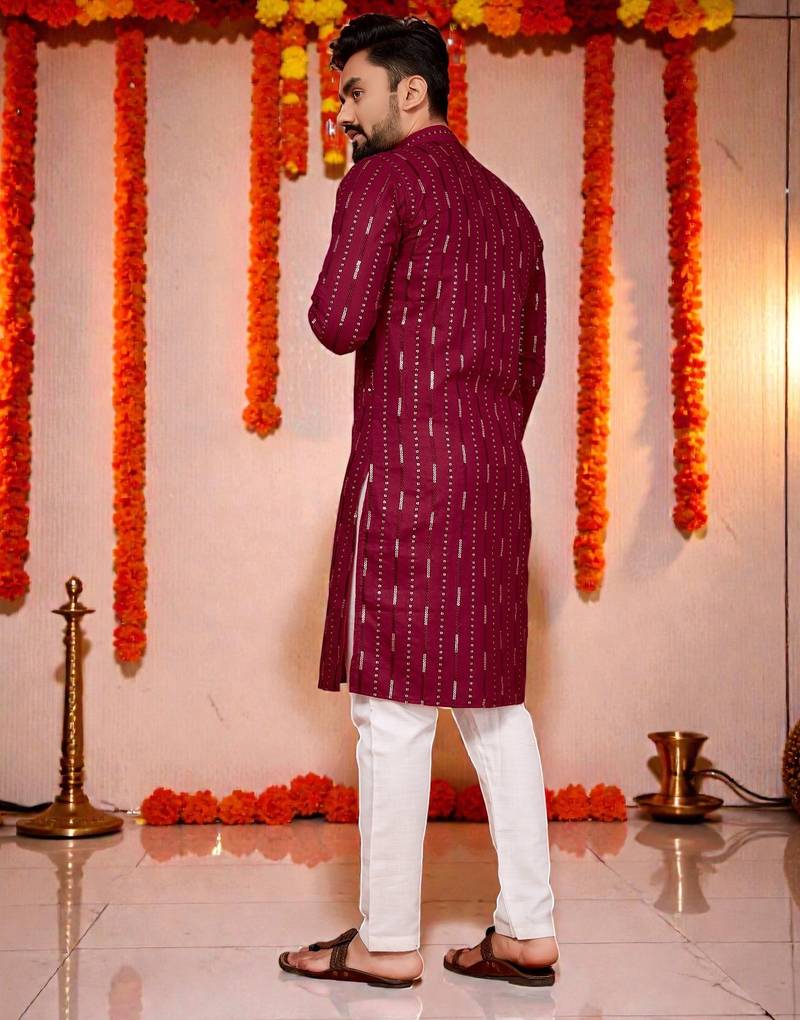 men’s festive special traditional cotton kurta with regular fit