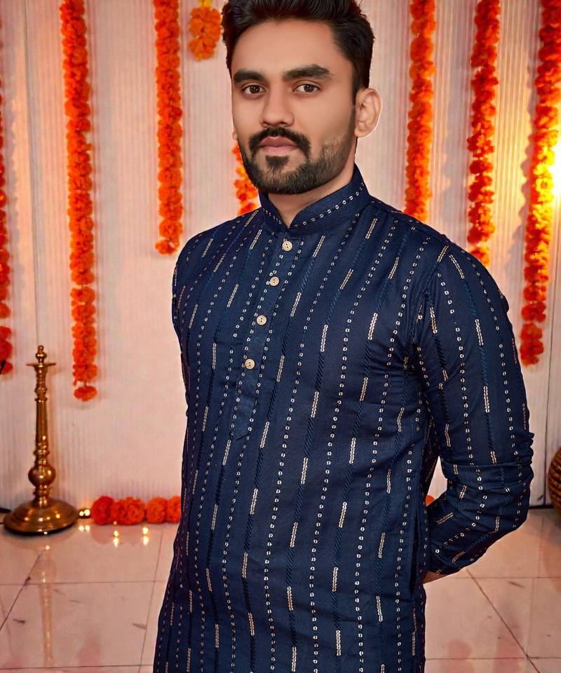 men’s festive special traditional cotton kurta with regular fit